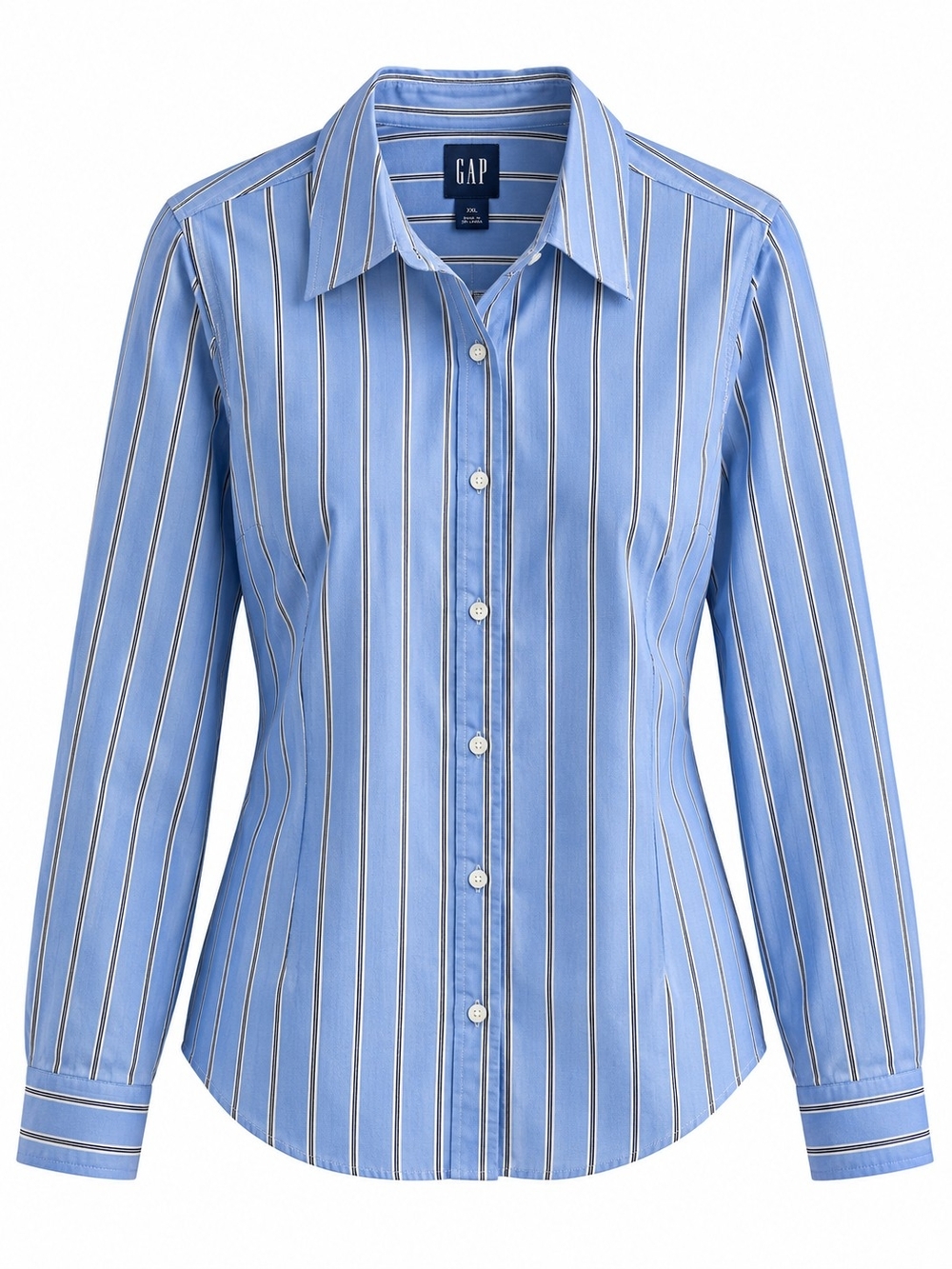 GAP Women's Light Blue Vertical Stripe Button-Down Shirt Size XXL
